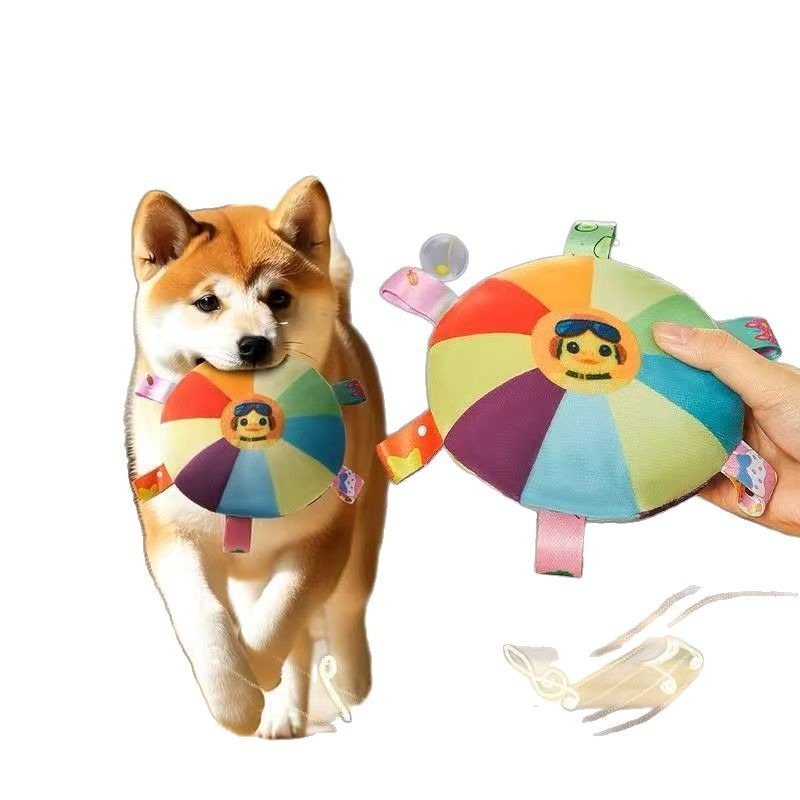 Flying Disc Dog Training Toy - Grappige regenboog pluche vliegende schotel hondenspeelgoed