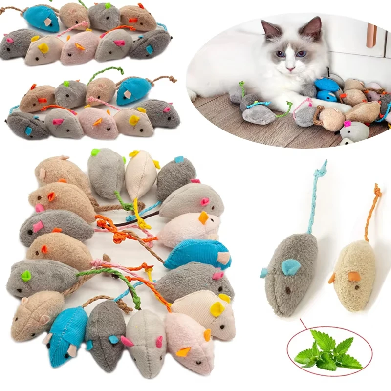 Catnip Interactive Plush Mouse - 5 stuks rammelaar-kattenspeeltjes in de vorm