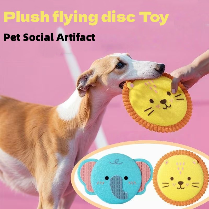 Flying Disc Dog Training Toy - Zachte hondenpluche vliegende schijf Kleurrijke cartoon