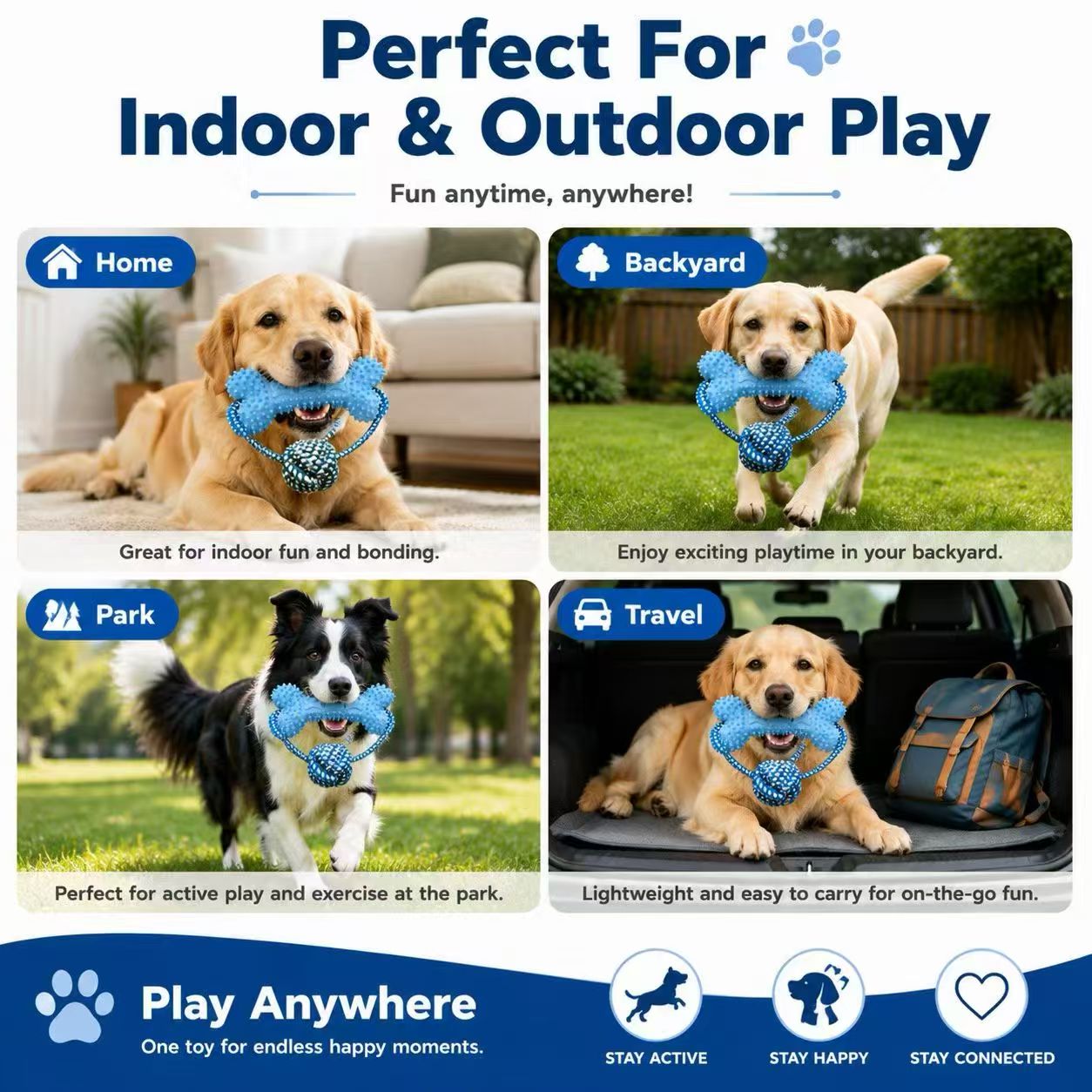 Dog Rope Toy Aggressive Chewers - Hondenspeelgoed voor agressieve kauwers: onverwoestbaar bot,